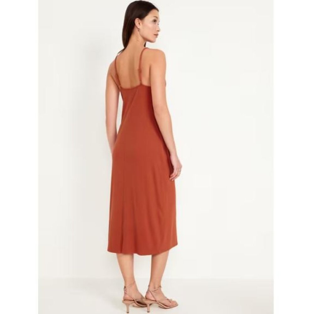 NWT Old Navy Sleeveless Rib-Knit Midi Tank Dress, XL, Bodycon, bronzed amber - Picture 2 of 3
